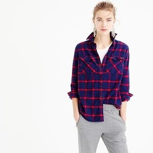J. Crew Boyfriend Shirt in Navy Rockport Plaid